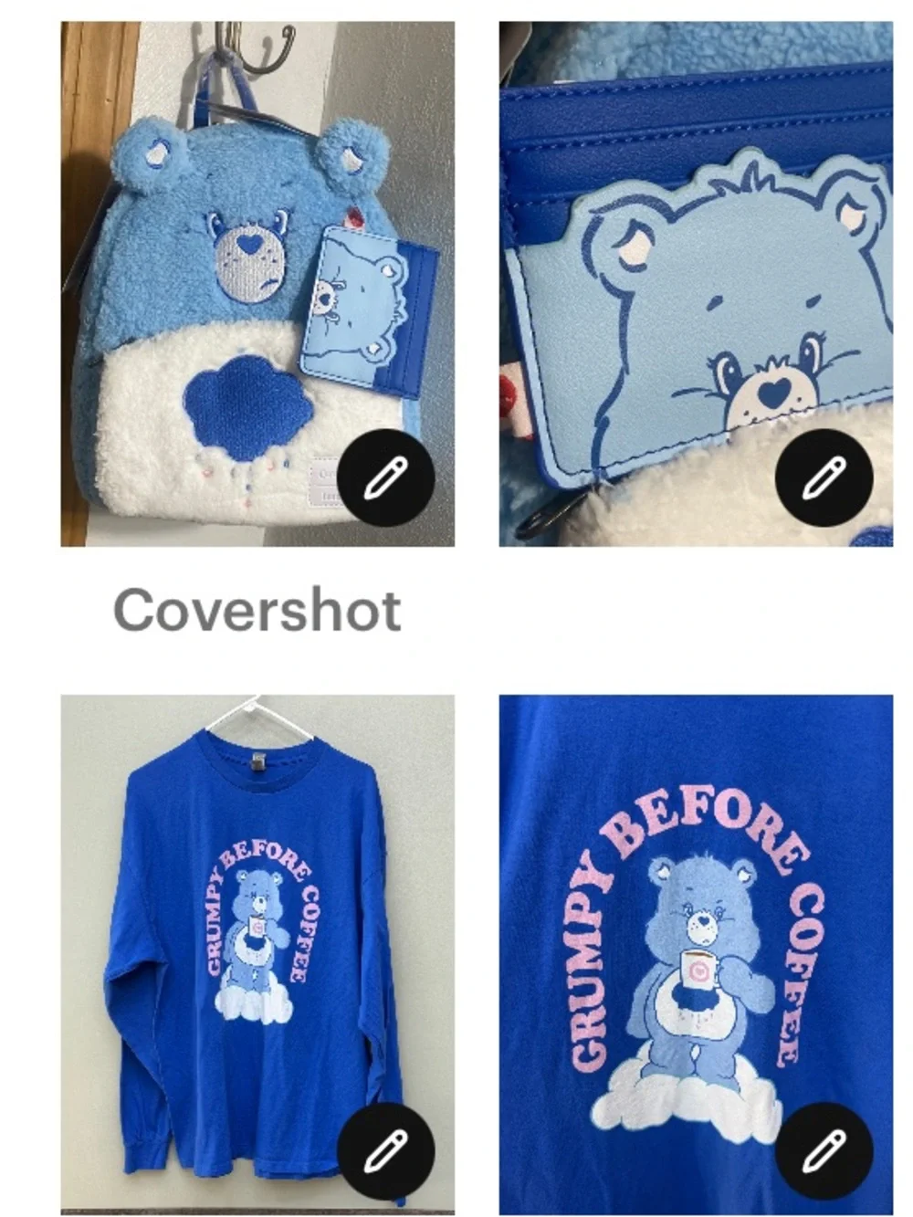 Grumpy🐻Loungefly Mini🎒bag+ID holder+ New-Grumpy☕️ long sleeved T-shirt 2XL
